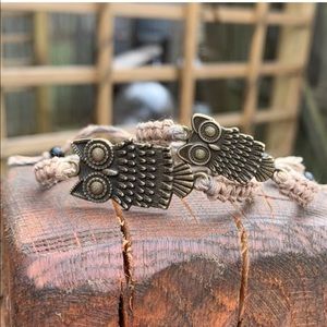 Mommy & Me Owl Hemp Bracelet Set Handmade (2pc)
